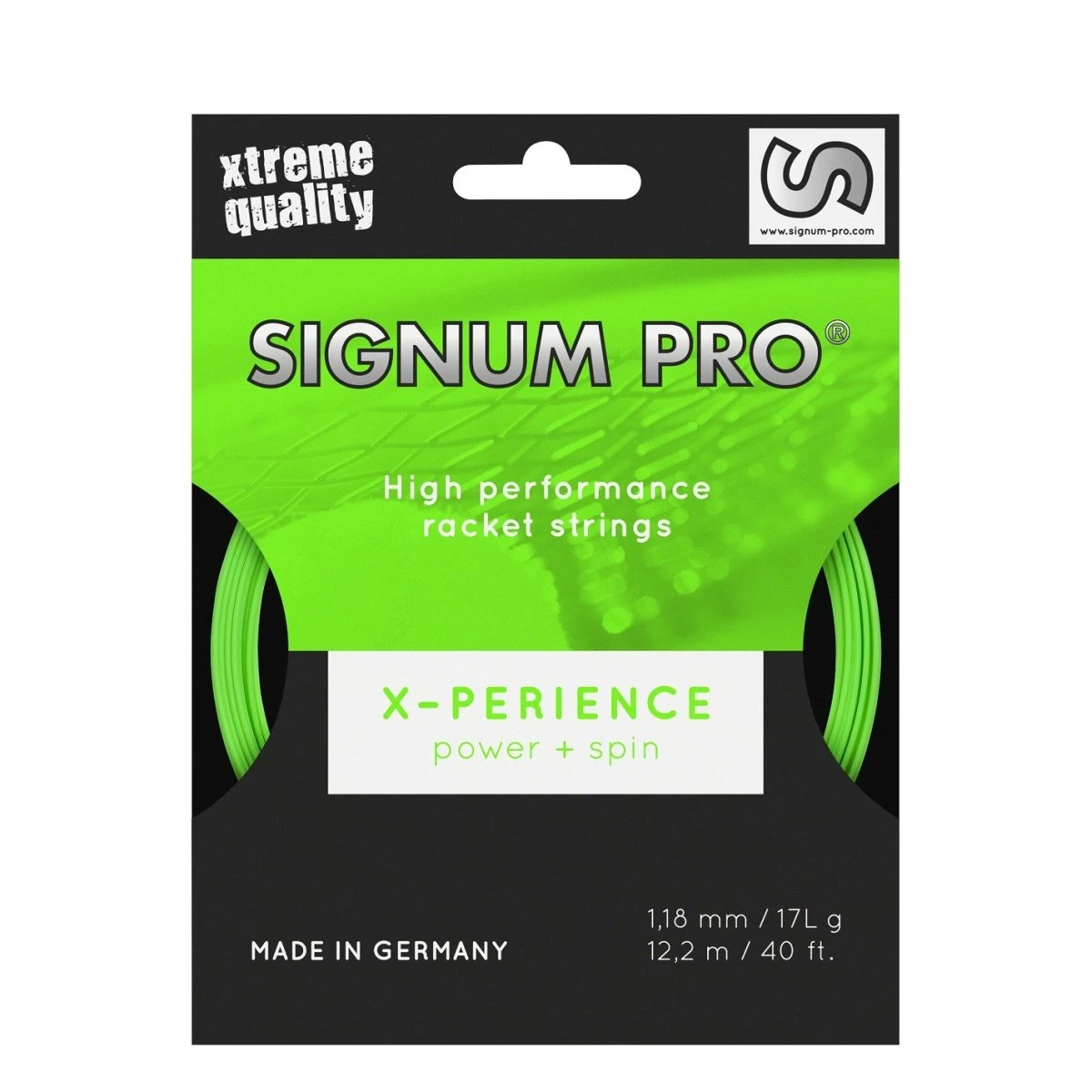 Besaitung Mit Tennissaite Signum Pro X-perience (Haltbarkeit+Spin) Grün – Bild 2