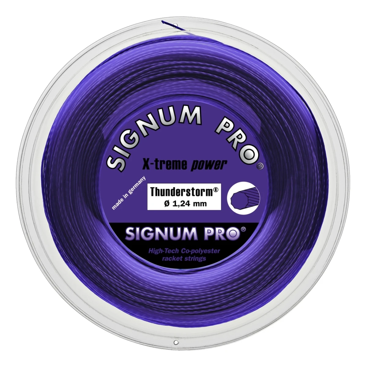 Signum Pro Tennissaite Thunderstorm (Haltbarkeit+Spin) Violett 200m Rolle