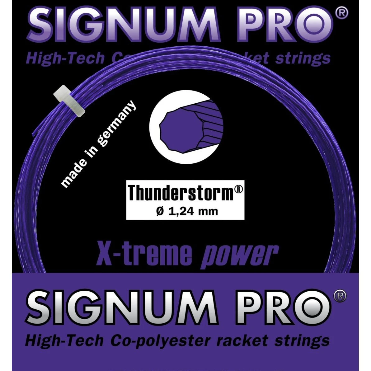 Signum Pro Tennissaite Thunderstorm (Haltbarkeit+Spin) Violett 12m Set