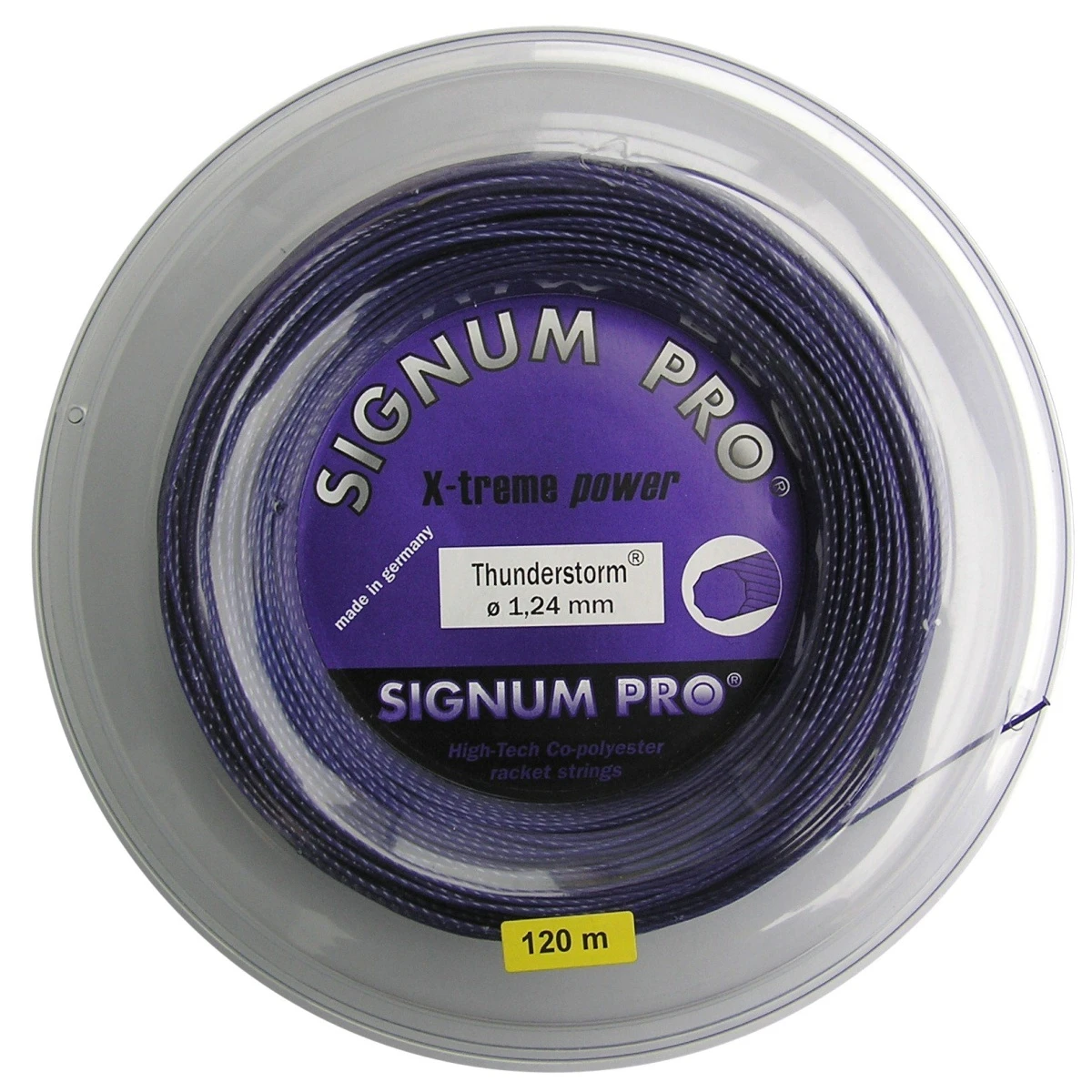Signum Pro Tennissaite Thunderstorm (Haltbarkeit+Spin) Violett 120 Meter Rolle