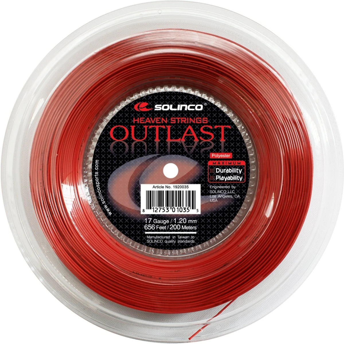 Solinco Tennissaite Outlast (Haltbarkeit+Kontrolle) Rot 200m Rolle