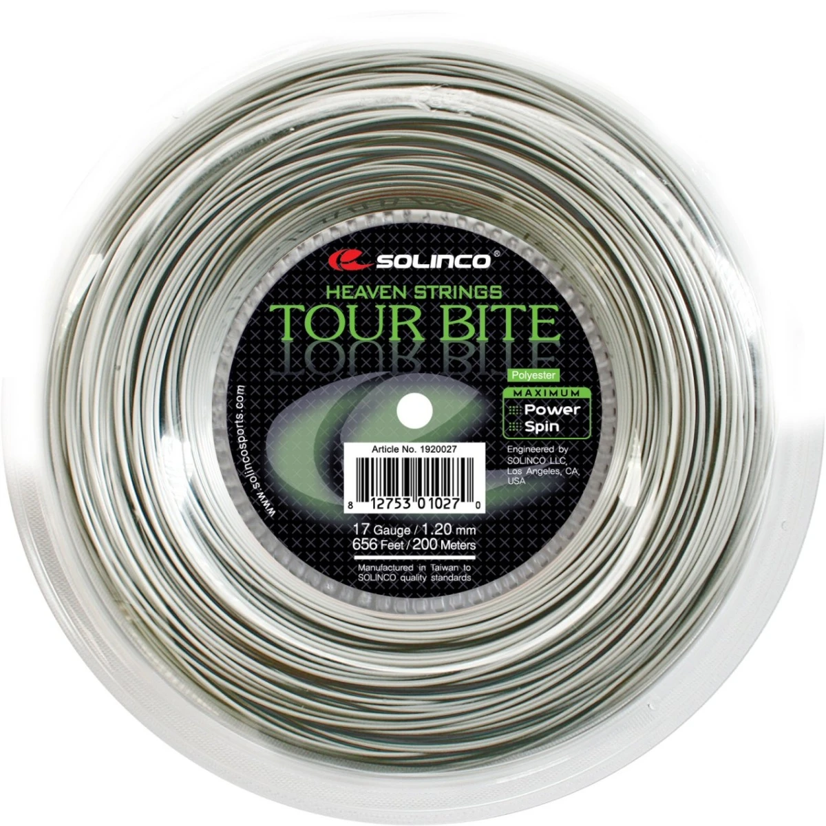 Solinco Tennissaite Tour Bite (Haltbarkeit+Spin) Silber 200m Rolle