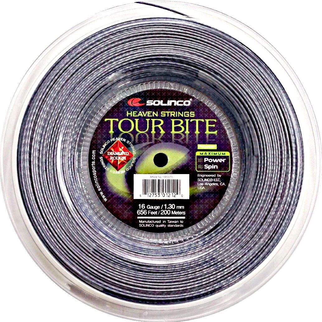 Solinco Tennissaite Tour Bite Diamond Rough (Spin+Haltbarkeit) Silber 200m Rolle