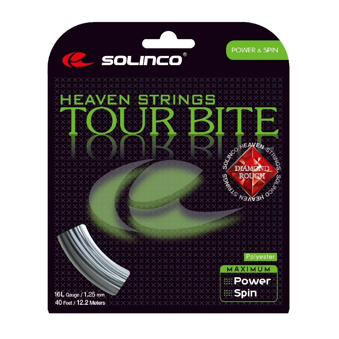 Solinco Tennissaite Tour Bite Diamond Rough (Spin+Haltbarkeit) Silber 12m Set