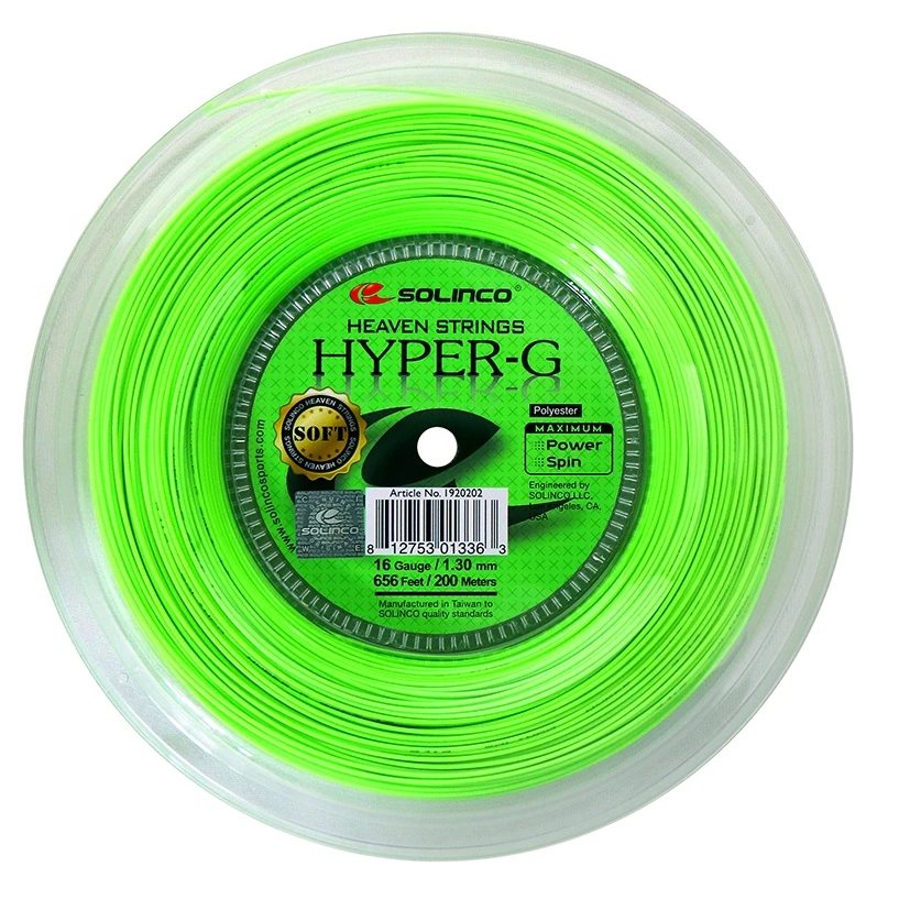 Solinco Tennissaite Hyper G SOFT (Haltbarkeit+Touch) Grün 200m Rolle