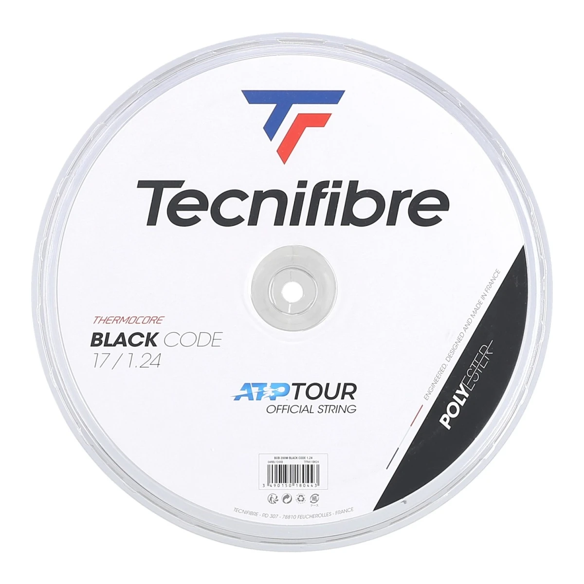 Tecnifibre Tennissaite Black Code (Haltbarkeit+Kontrolle) Schwarz 200m Rolle