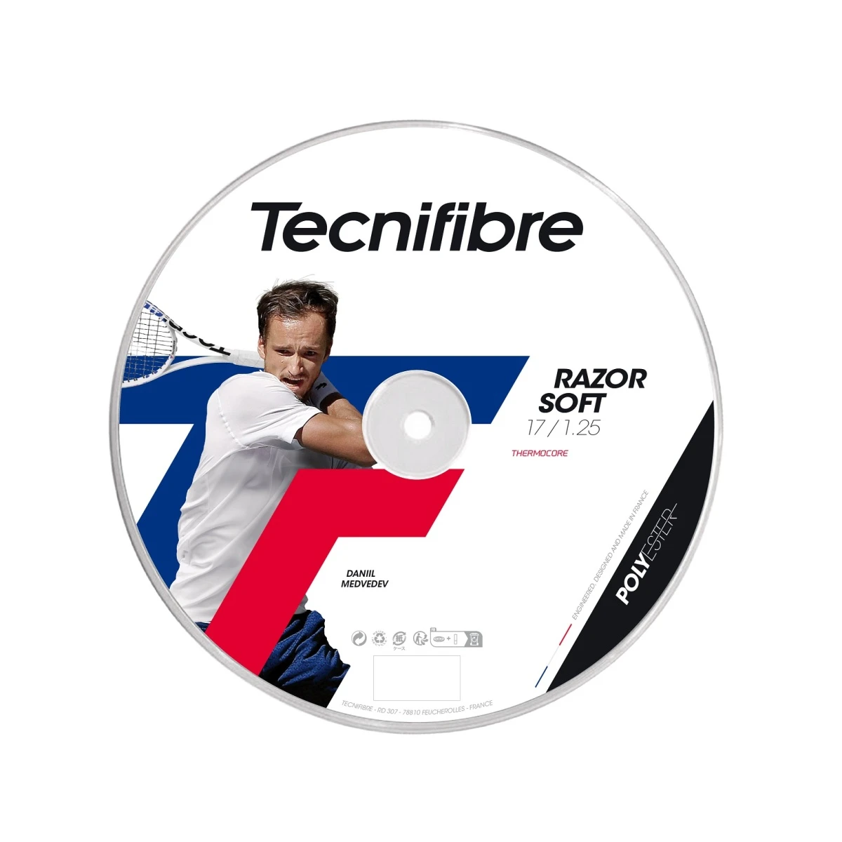 Tecnifibre Tennissaite Razor Soft (Haltbarkeit+Allround) Carbongrau 200m Rolle