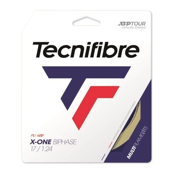 Besaitung Mit Tennissaite Tecnifibre X-One Biphase (Touch+Power) Natur