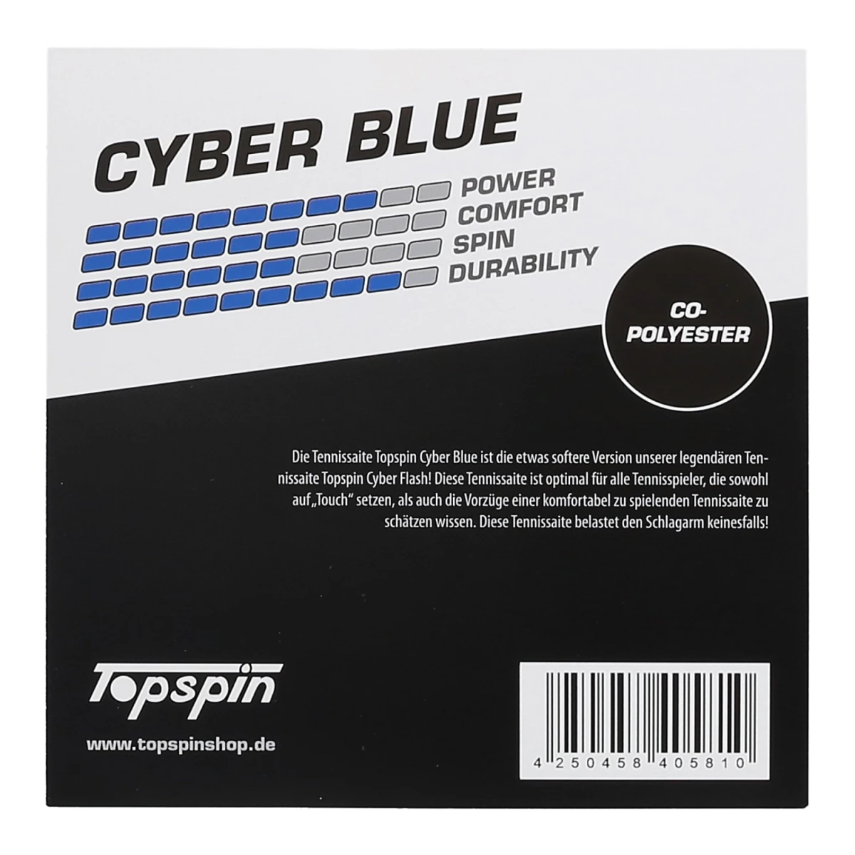 Topspin Tennissaite Cyber Blue (Haltbarkeit+Touch) Blau 12m Set – Bild 2