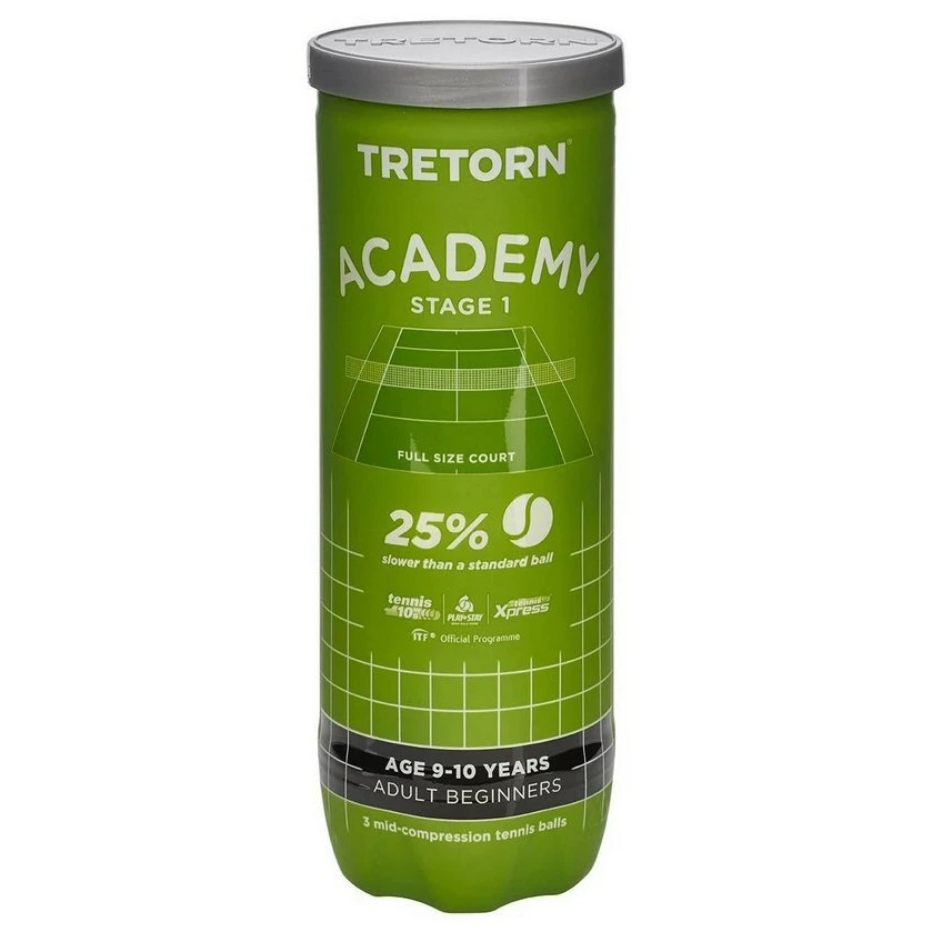 Tretorn Methodikbälle Stage 1 Academy (grüner Punkt) Gelb Dose 24x3er Im Karton – Bild 3