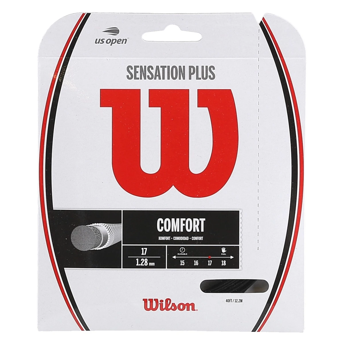 Wilson Tennissaite Sensation Plus (Komfort+Kontrolle) Schwarz 12m Set