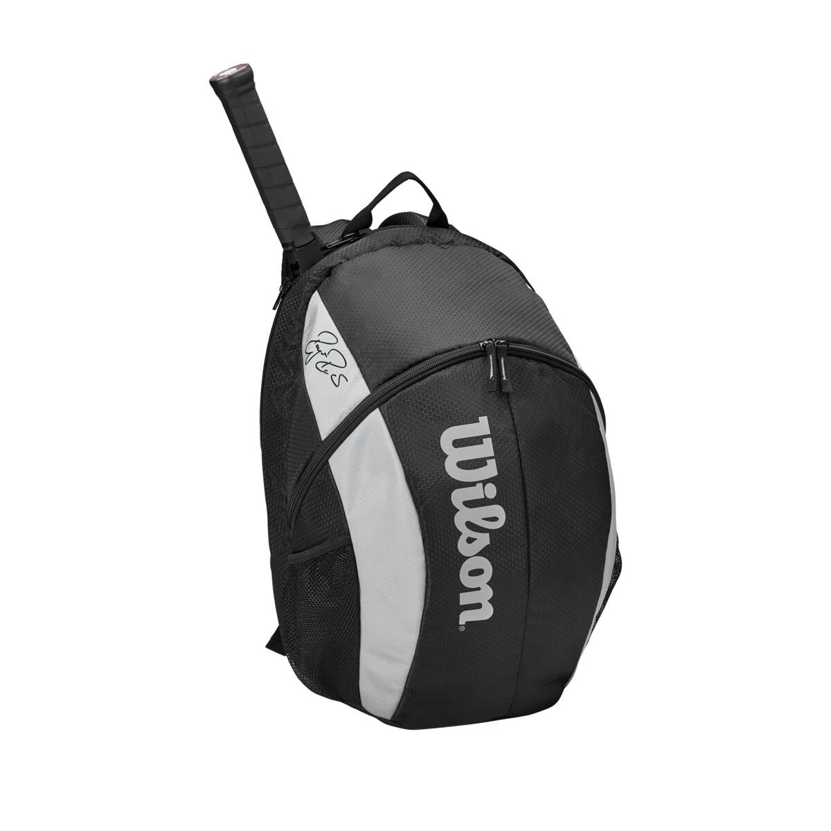 Wilson Tennis-Rucksack RF Team (Haupt+Schlägerfach 2 Schläger) Schwarz/grau
