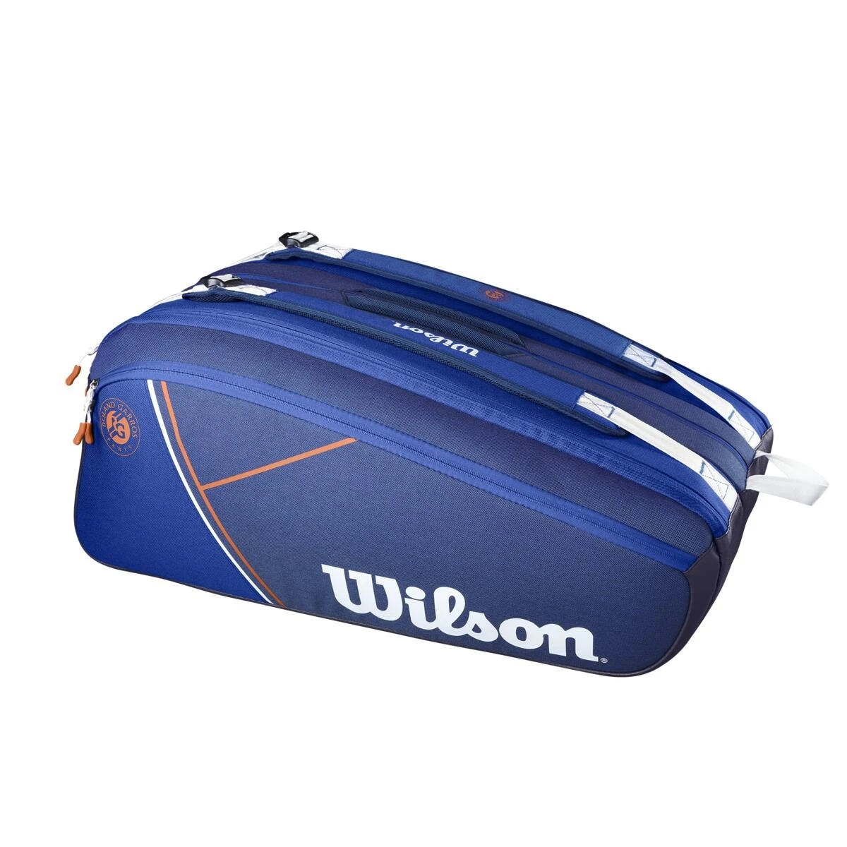 Wilson Tennis-Racketbag Super Tour Roland Garros (Schlägertasche, 3 Hauptfächer) Navyblau 15er