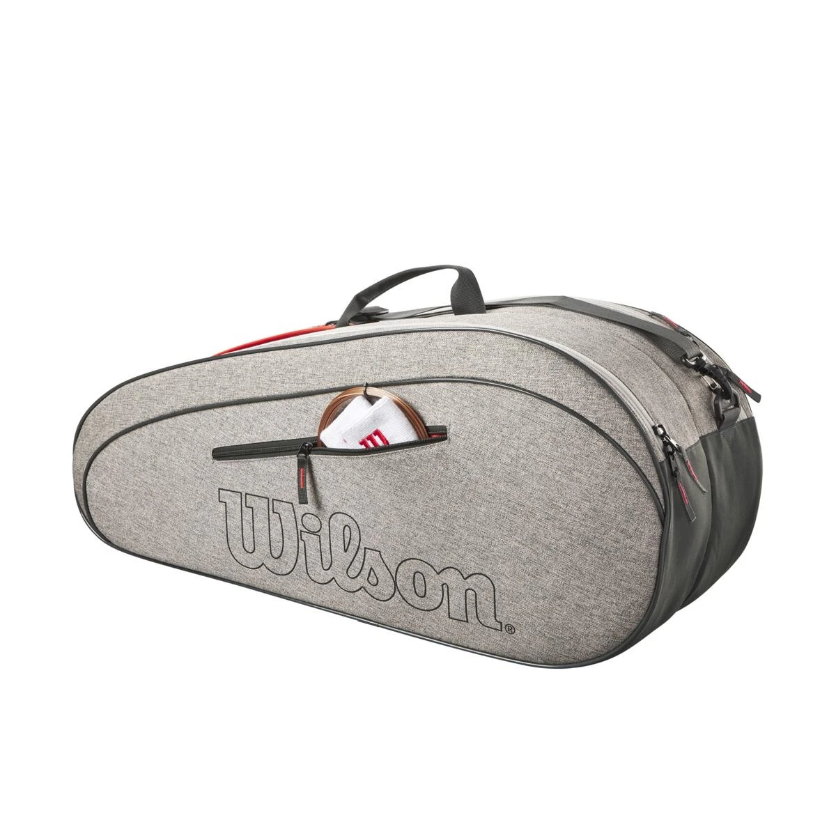 Wilson Tennis-Racketbag (Schlägertasche, 2 Hauptfächer) Team 2023 Grau 6er – Bild 5