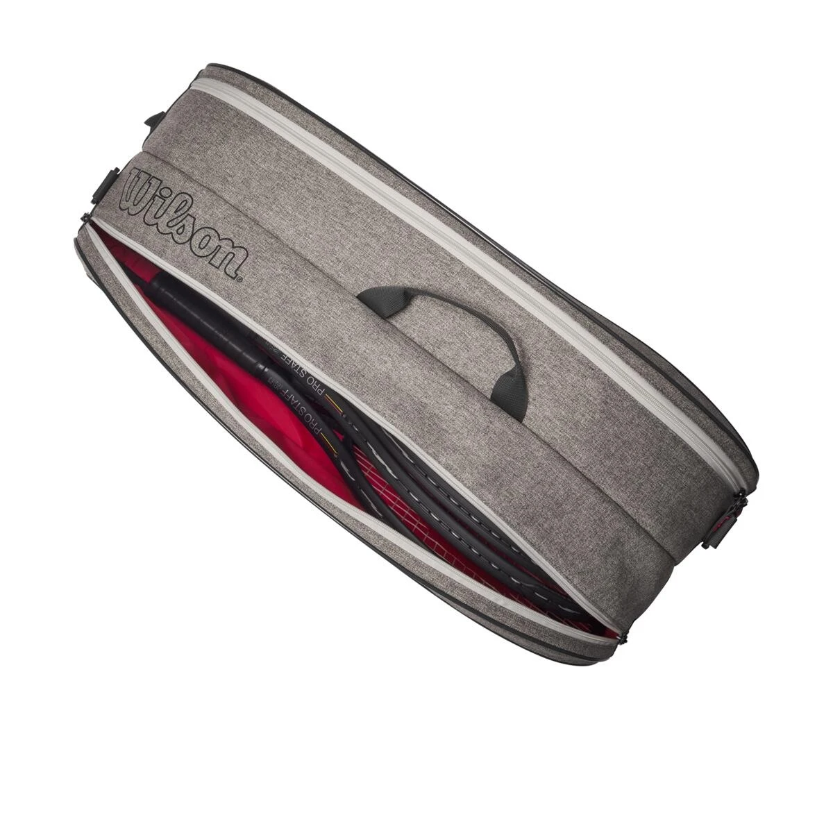 Wilson Tennis-Racketbag (Schlägertasche, 2 Hauptfächer) Team 2023 Grau 6er – Bild 6