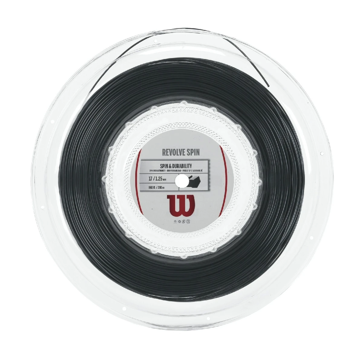 Wilson Tennissaite Revolve Spin (Spin+Haltbarkeit) Schwarz 200m Rolle