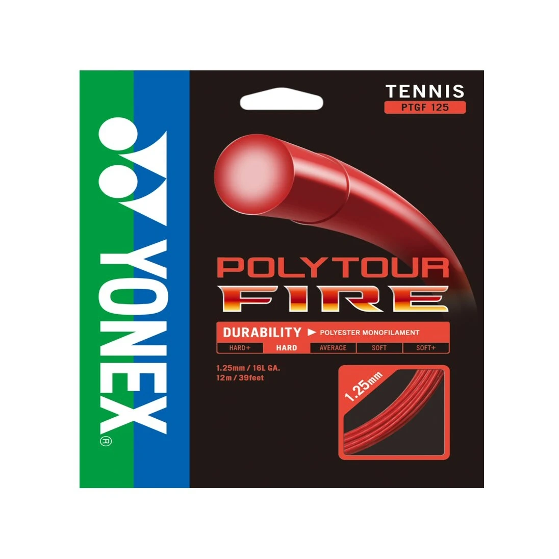 Yonex Tennissaite Poly Tour Fire (Haltbarkeit+Power) Rot 12m Set