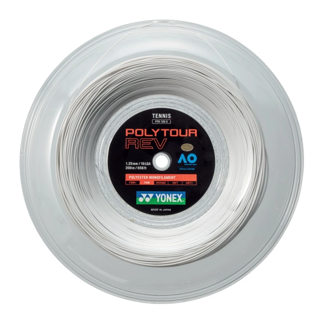 Yonex Tennissaite Poly Tour Rev (Polyester/achteckig) Weiss 200m Rolle