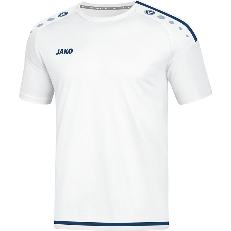 JAKO Sport-Tshirt Trikot Striker 2.0 KA (100% Polyester Keep Dry) Kurzarm Weiss/dunkelblau Jungen