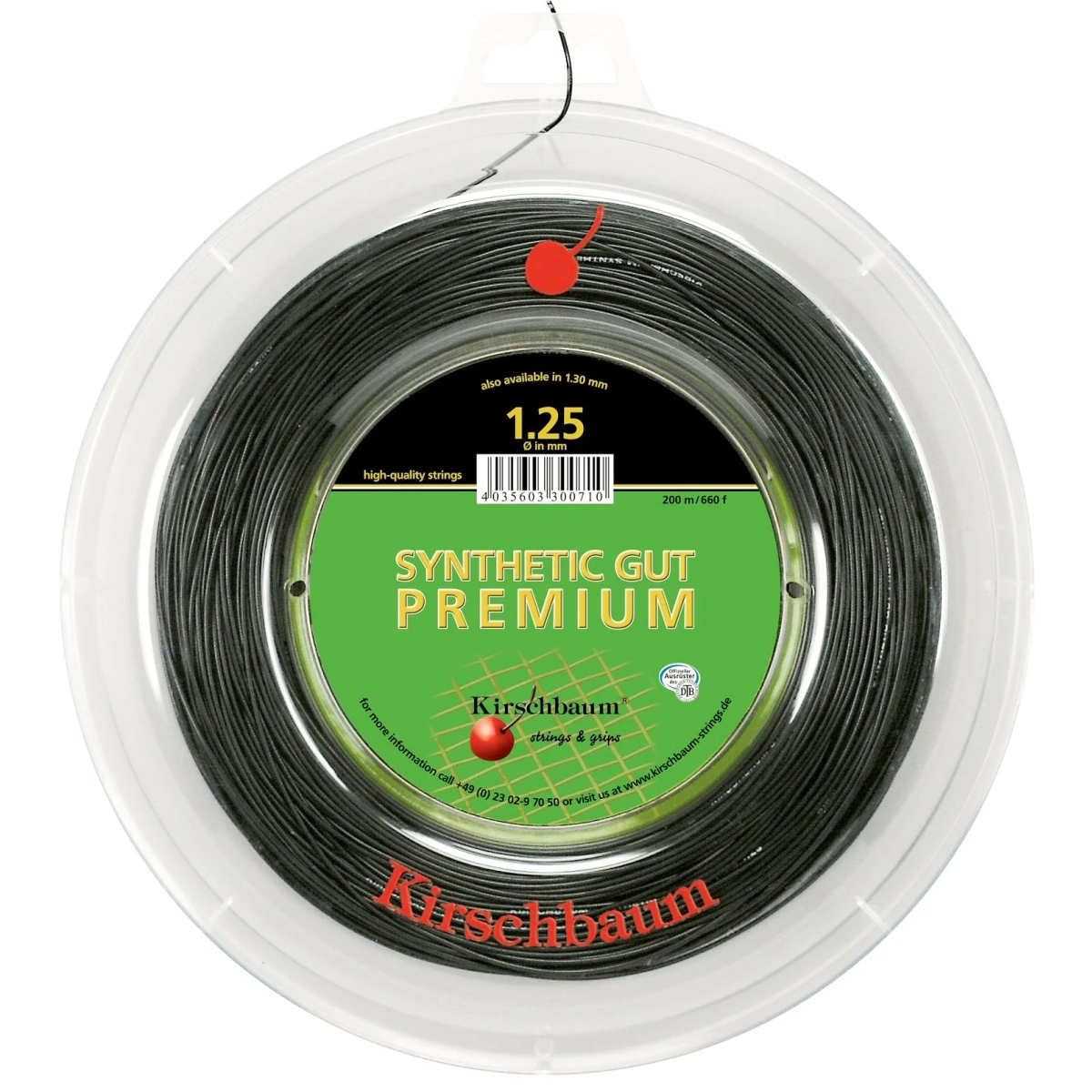 Kirschbaum Tennissaite Synthetic Gut Premium Schwarz 200m Rolle
