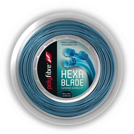 Polyfibre Tennissaite Hexablade (Spin+Kontrolle) Blau 200m Rolle